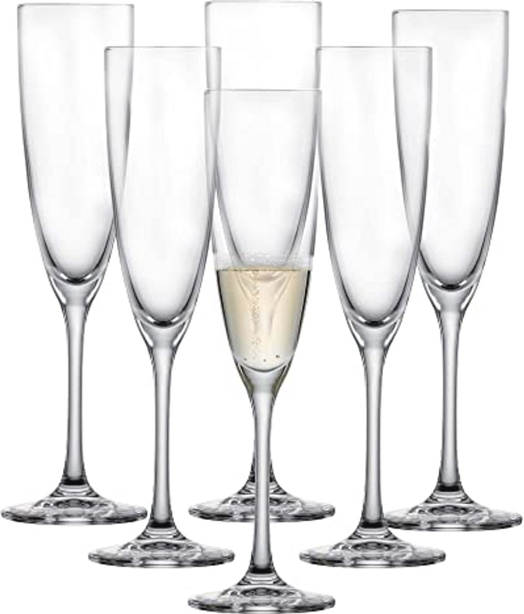 Champagneglazen Classico Set van 6 - Vaatwasmachinebestendig Tritan Kristal