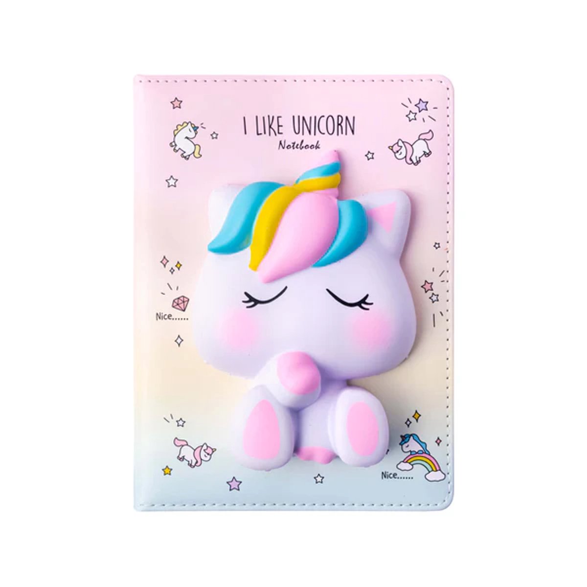Lazy Stars - Notitieboekje - Squishy eenhoorn - 1 stuk - 128 vellen