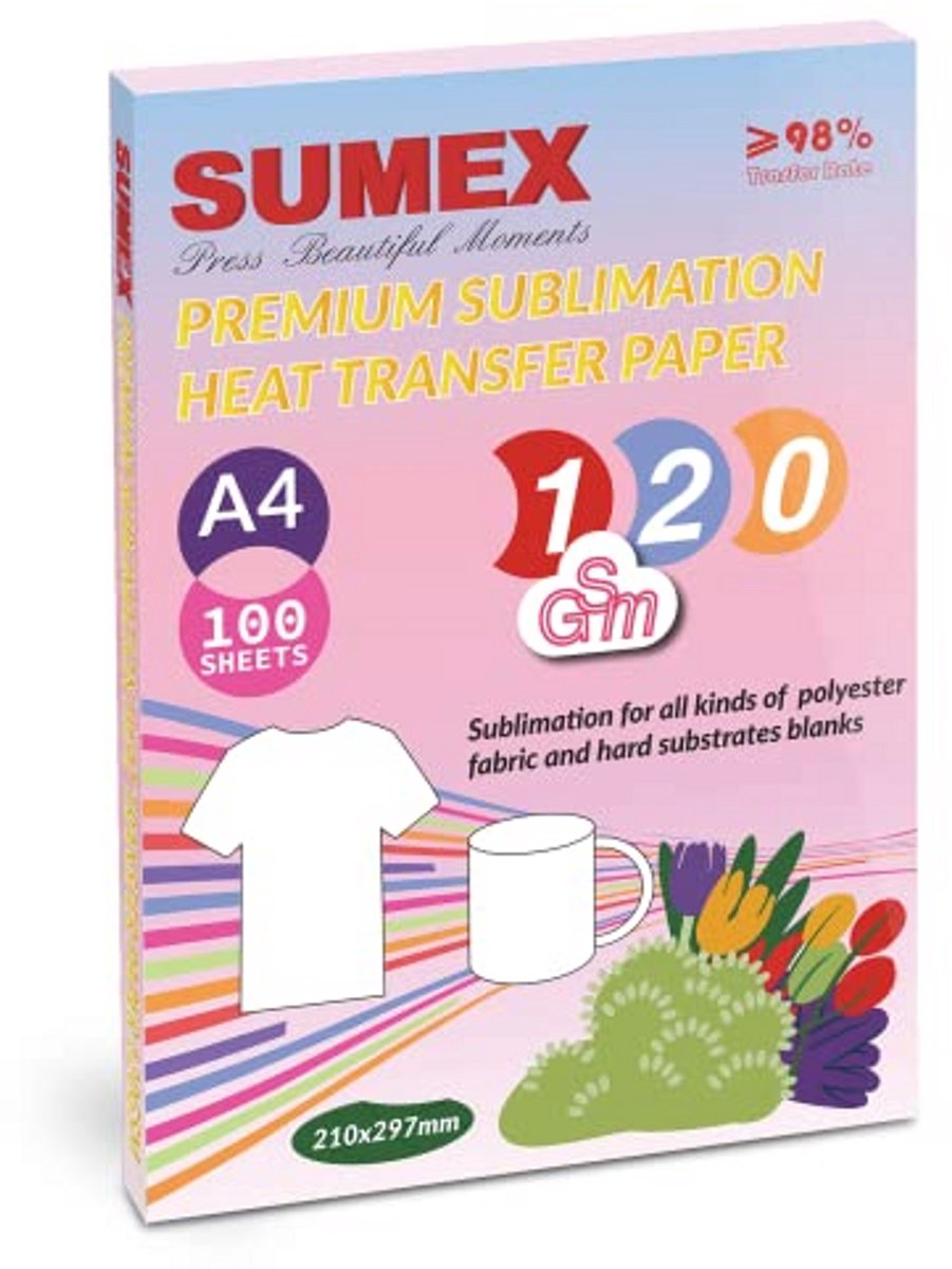 Sublimatiepapier A4 120 g/m² - 100 vellen Warmteoverdrachtspapier voor Inkjetprinters