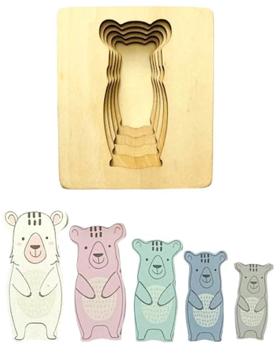 Playtive Dieren Vormen Puzzel - Hout - Educatief - Vanaf 18 Maanden - Inleg Puzzel Van Klein Naar Groot - Leerzaam - Peuter Speelgoed
