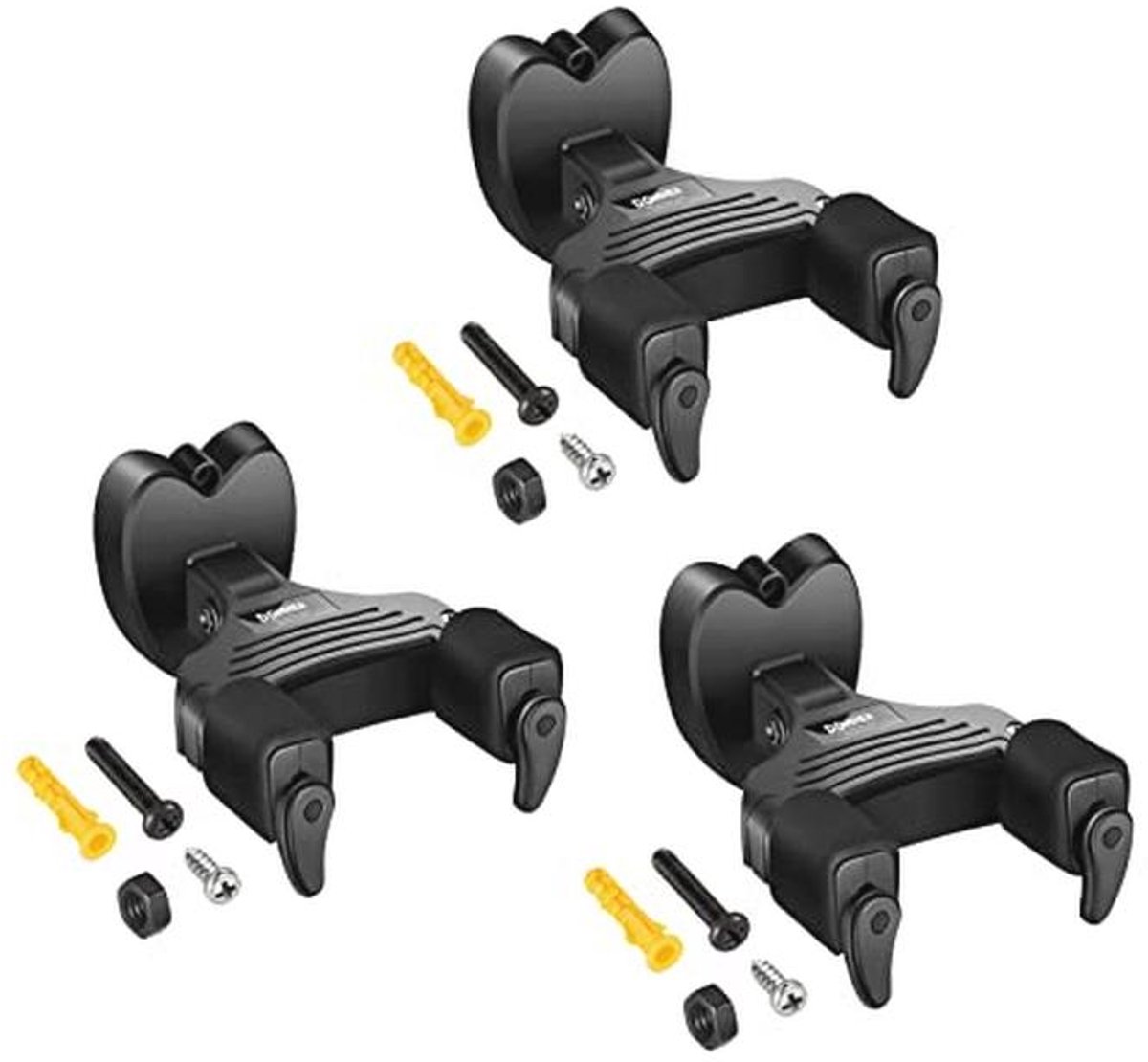 Gitaar Muurbevestiging met Auto Lock - 3-Pack - Ideaal voor Gitaar, Bas, Banjo en Mandoline