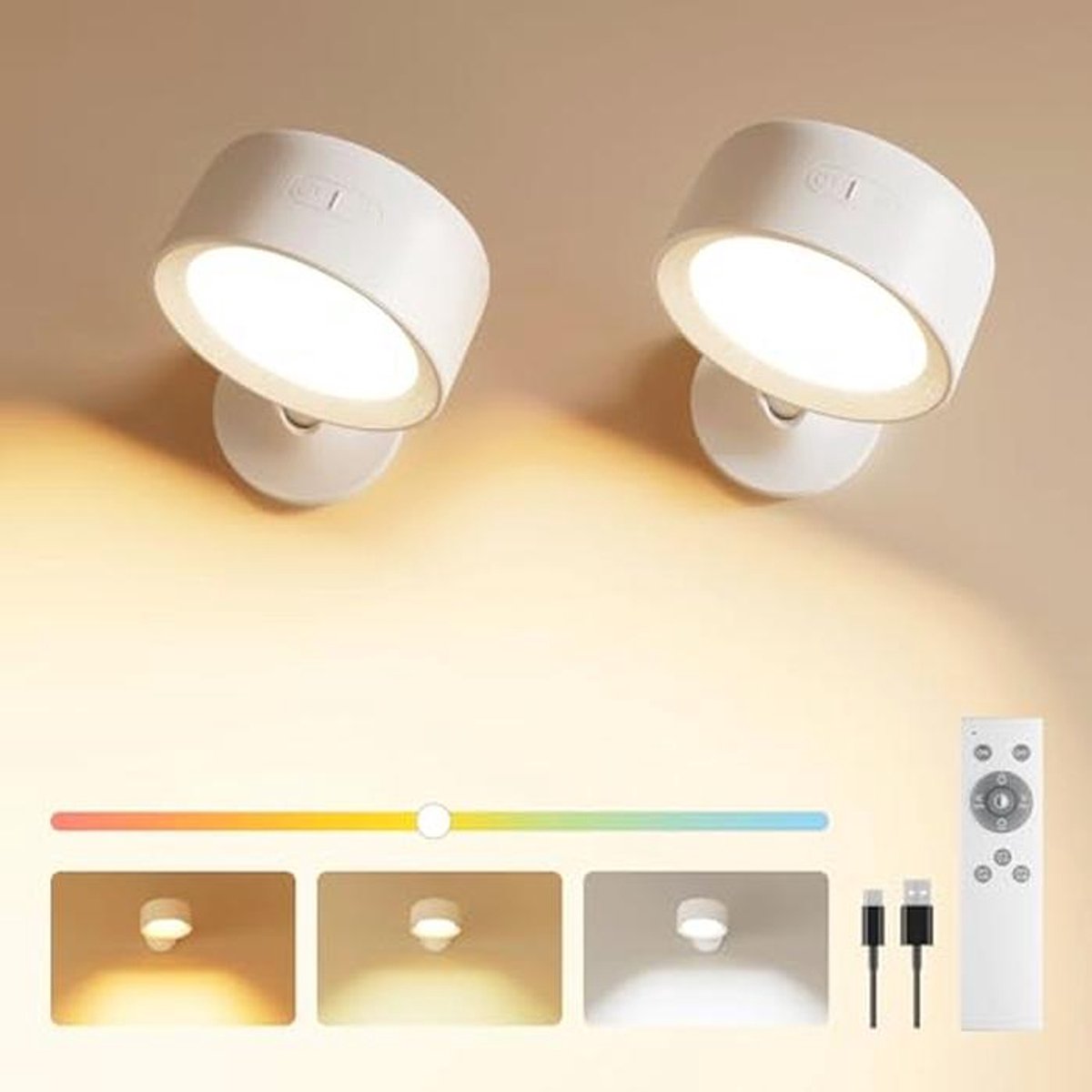 Wandlamp met Accu - Set van 2 - Perfect voor Binnen en Buiten