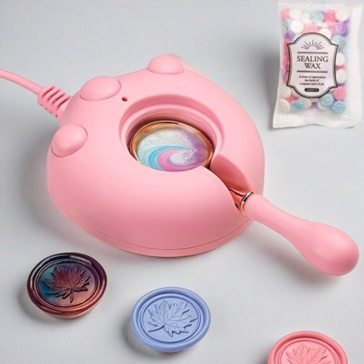 UNIEGG® Elektrische Zegelwax Smelter Set | Roze Verwarmingsstation met Roze Lepel & Mix van 30gram Waxzegels