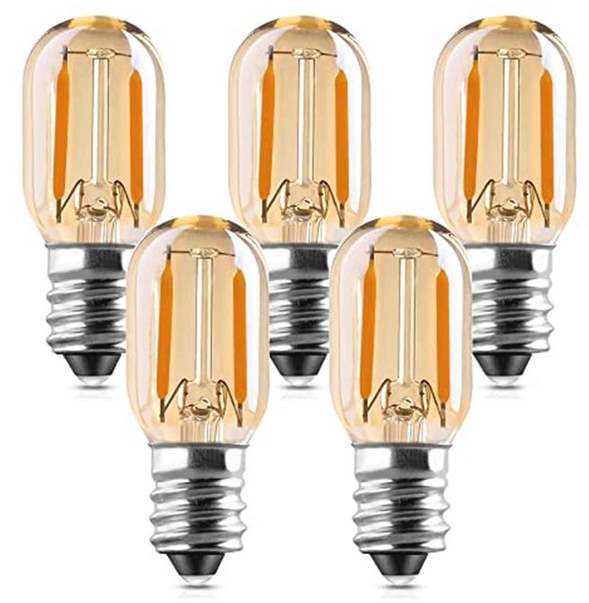 E14 LED Lamp - Warm Wit 1W T22 Vintage Nachlamp - Vervangt 10W Gloeilamp - Verpakt in 5 Stuks