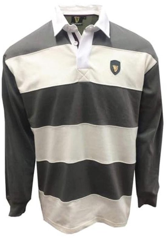 Pewter/Cream Metal Badge L/S Rugby Shirt | bol