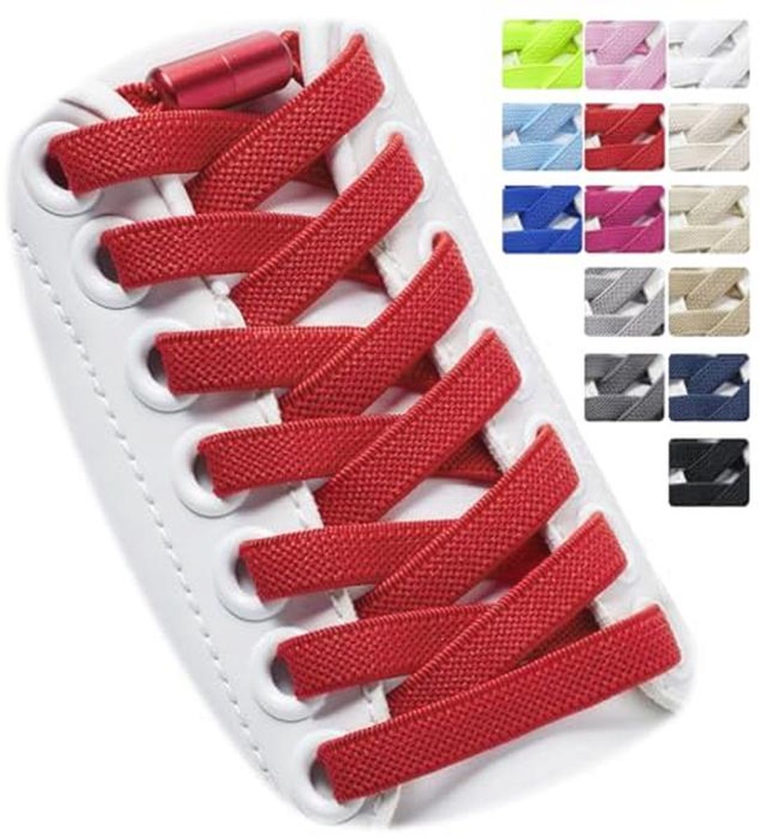 Elastische Schoenveters voor Kinderen en Volwassenen - Metalen Capsule - Plat en Knopenloos