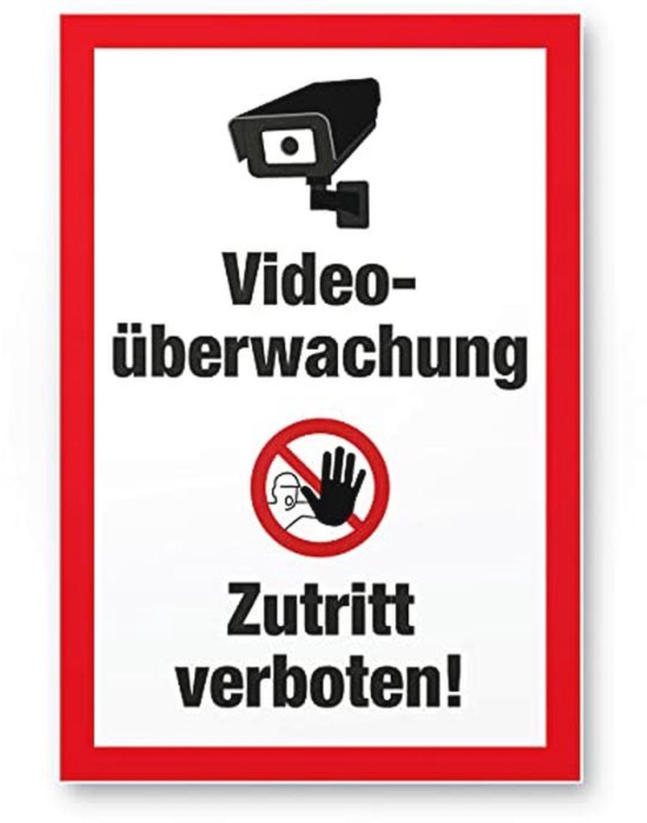Videobewakingsbord - Veiligheidswaarschuwing - Extra aandacht gevraagd