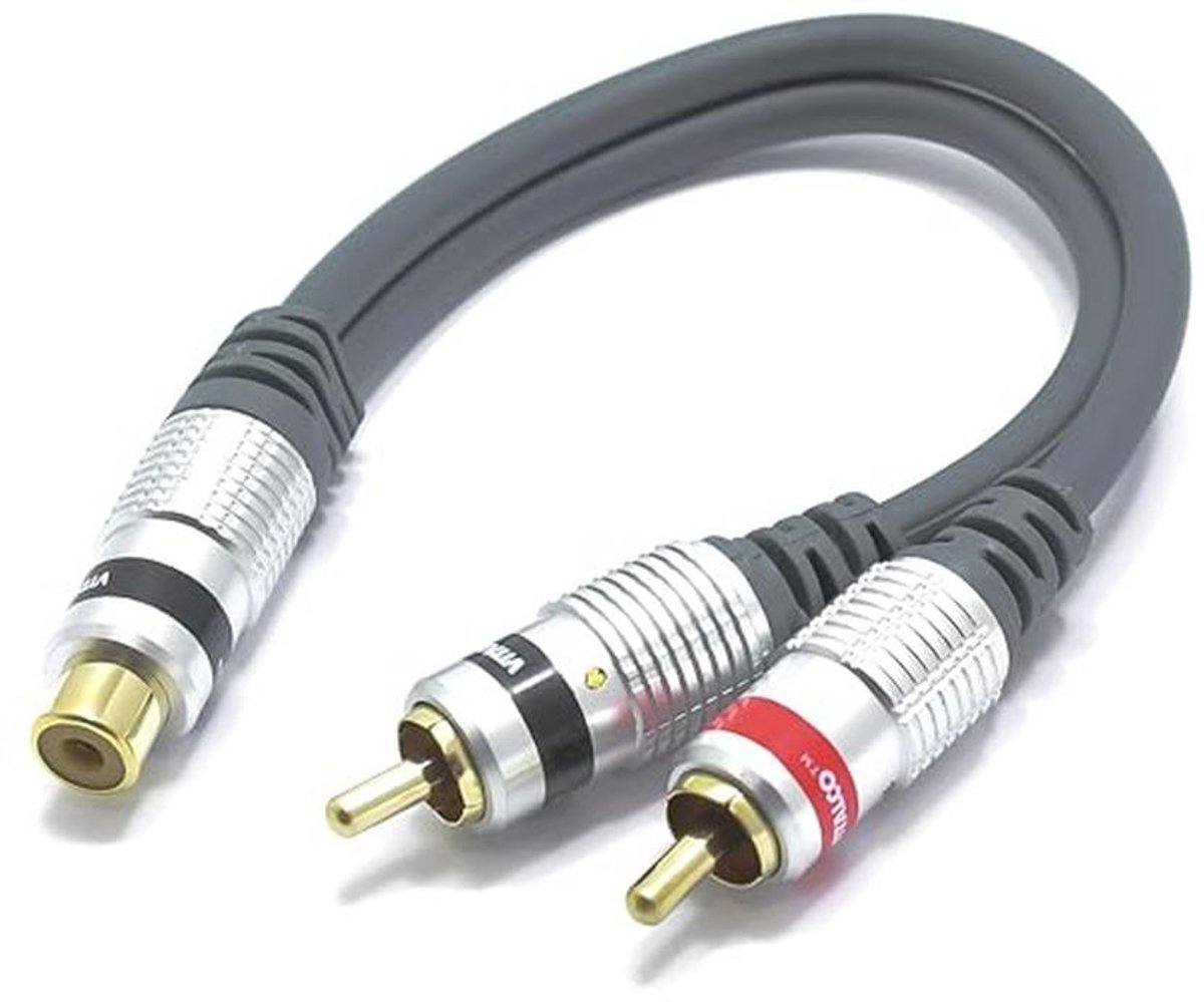 Vrouwelijke Naar 2RCA Mannelijke Y Splitter Adapter - Stereo Audio Phono Kabel