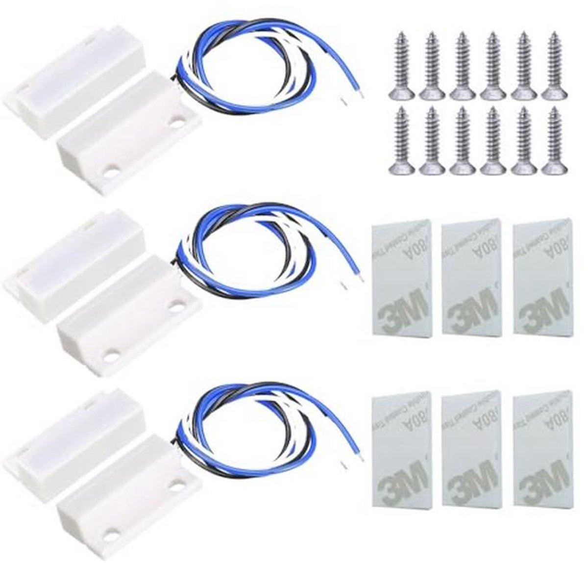 Witte Magnetische Deursensor NO/NC - 3 Sets Verzonken Raamcontact voor Toegangscontrole
