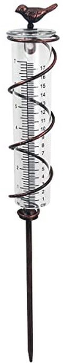 Glazen Spiraalvormige Regenmeter 7 inch met Gietijzeren Vogel & Metalen Frame voor Tuin Decoratie