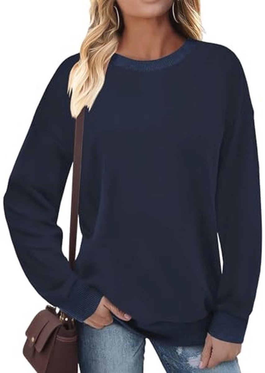 Sweatshirt voor Dames - Elegante Kleurblok Tops met Lange Mouwen