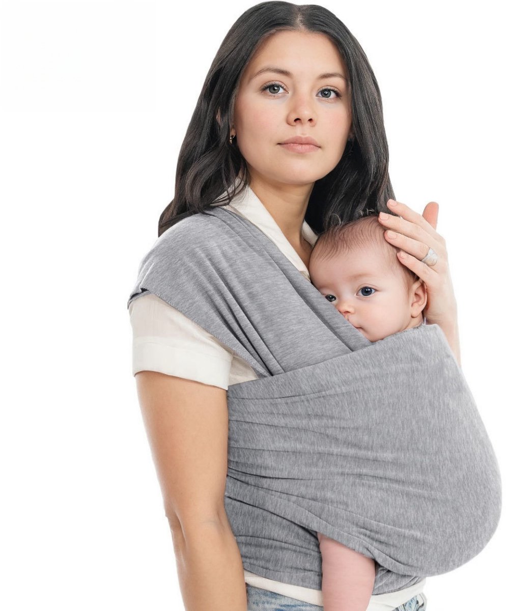 Kraftverdia Baby Draagdoek – Ergonomische Geweven Draagzak Baby Wrap – Multi-Bind Draagdoek voor Newborn tot 36 Maanden – Comfortabele Baby Carrier – Grijs