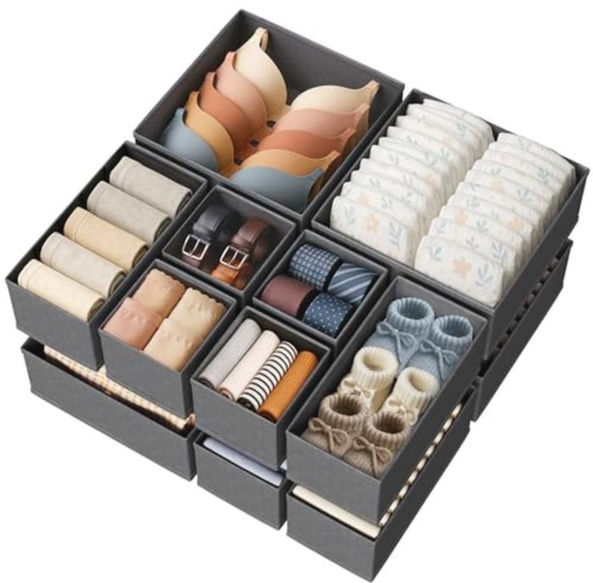 12 Pack Lade Organizer voor Babykleding en Accessoires