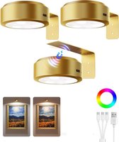 Lot De 4 Lampes Murales Sans Fil Rechargeables à Piles Avec Télécommande, Lumière De Peinture à Intensité Variable Pour Affichage D'art, Applique Murale à Piles Pour Cible De Fléchettes, Cadre Photo