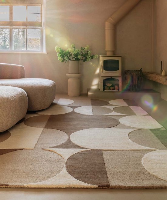 Tapis rétro - Summit Circles beige 240x340 cm