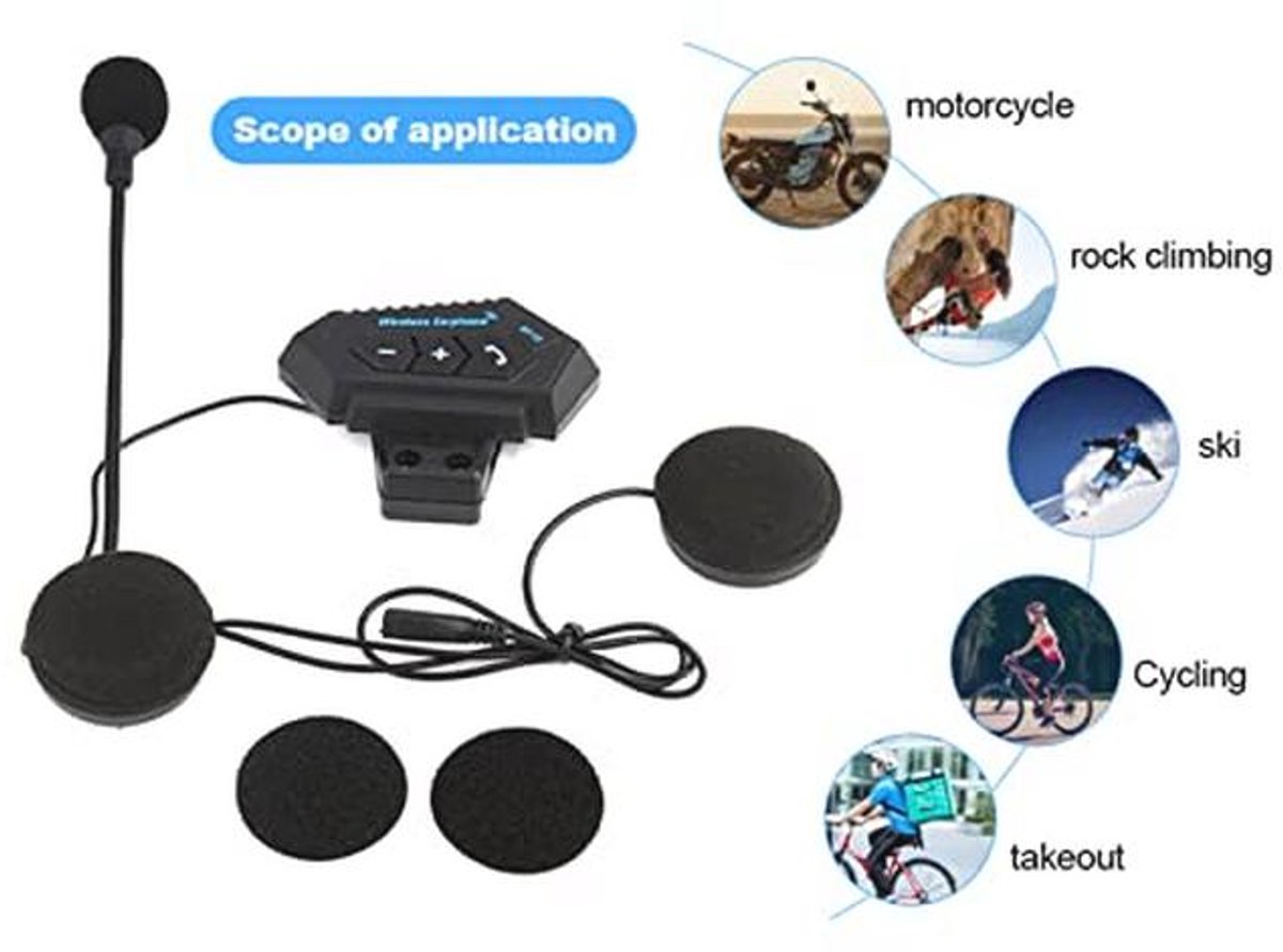 Ultradunne Bluetooth Headset voor Motorhelmen - Handsfree Bellen en USB Opladen thumbnail 3