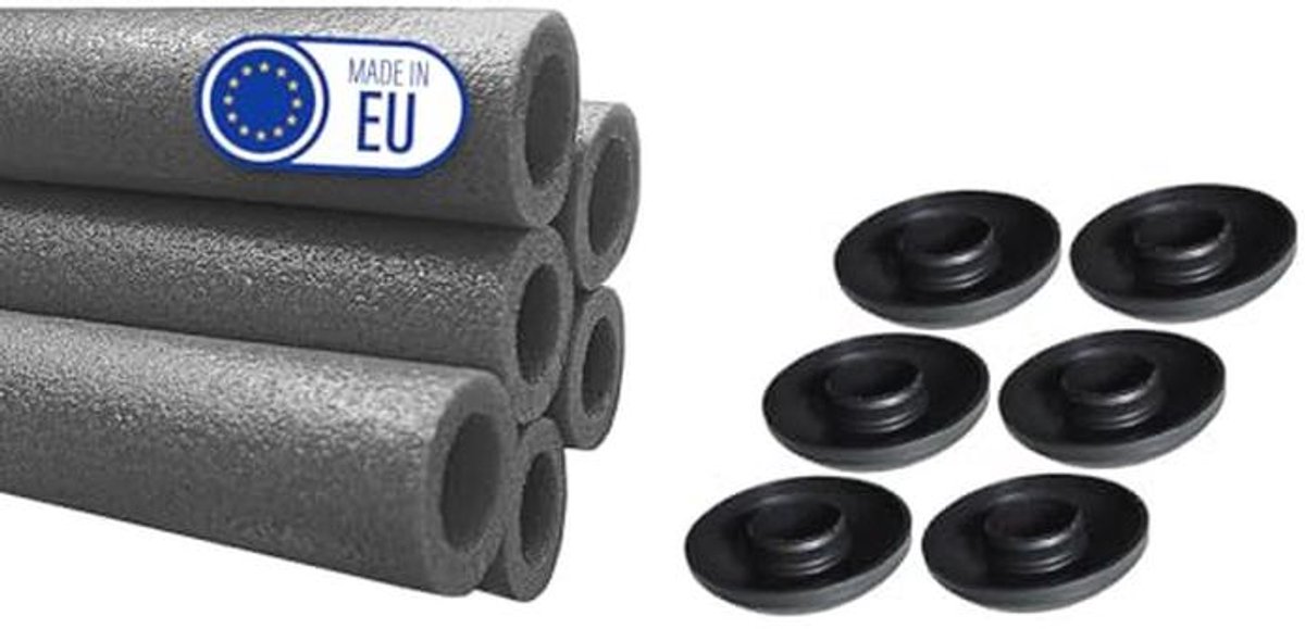 Schuimrubberen Trampolinebuizen Set van 6 - 180 cm met Doppen - Bescherming voor Tuintrampoline