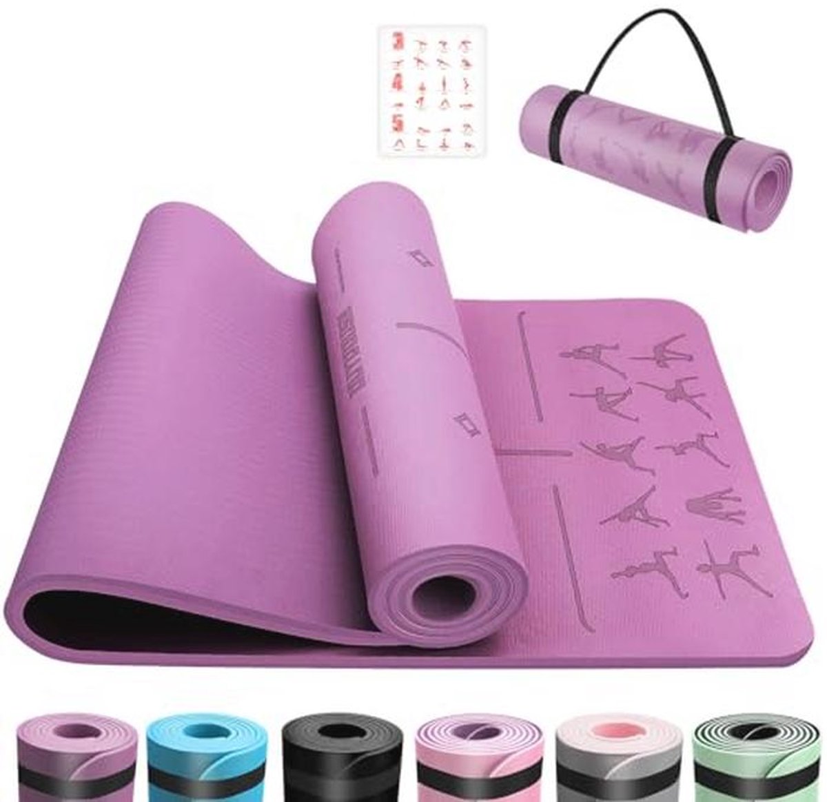Huidvriendelijke Yogamat 6 mm - Antislip Gymnastiek- en Pilatesmat voor Thuis en Sport