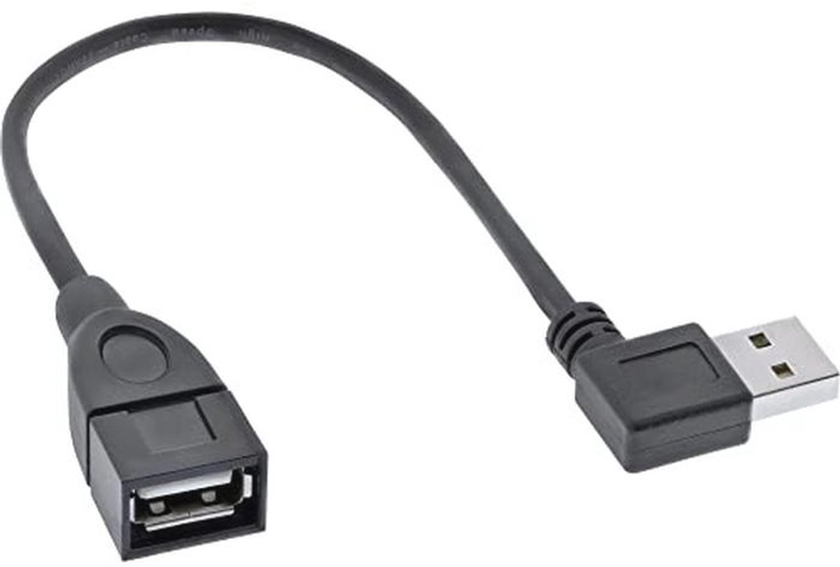 Smart USB 2.0 Verlengkabel Haaks Type A - 0,2m Zwart