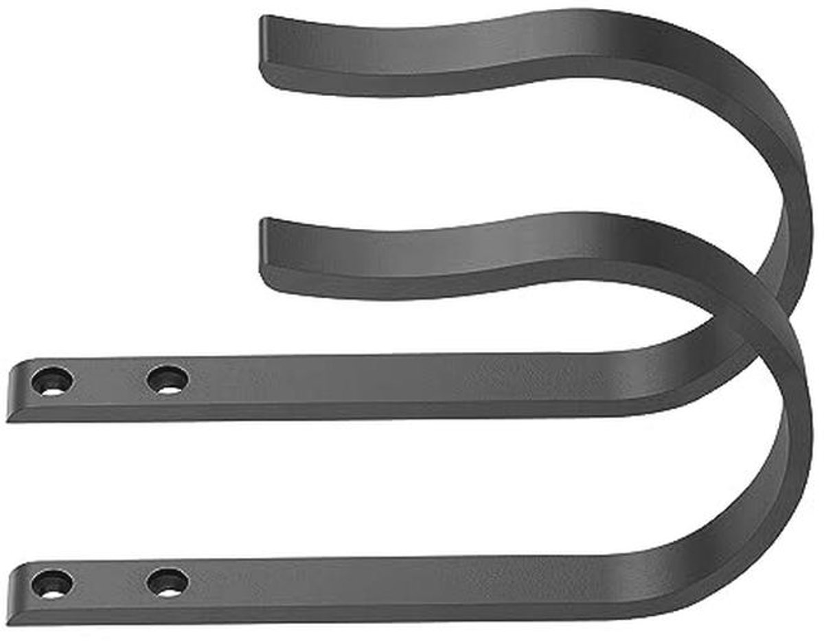 U-vormige gordijnhouders van massief aluminium - 2 stuks voor wandmontage