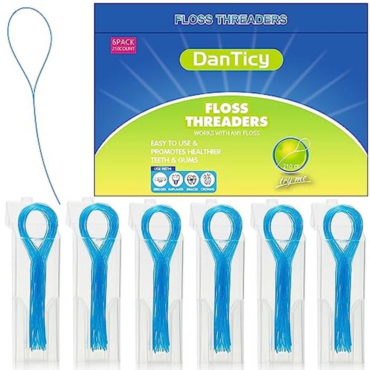 Flossdraadgeleiders voor effectieve interdentale reiniging - 210 stuks - Blauw