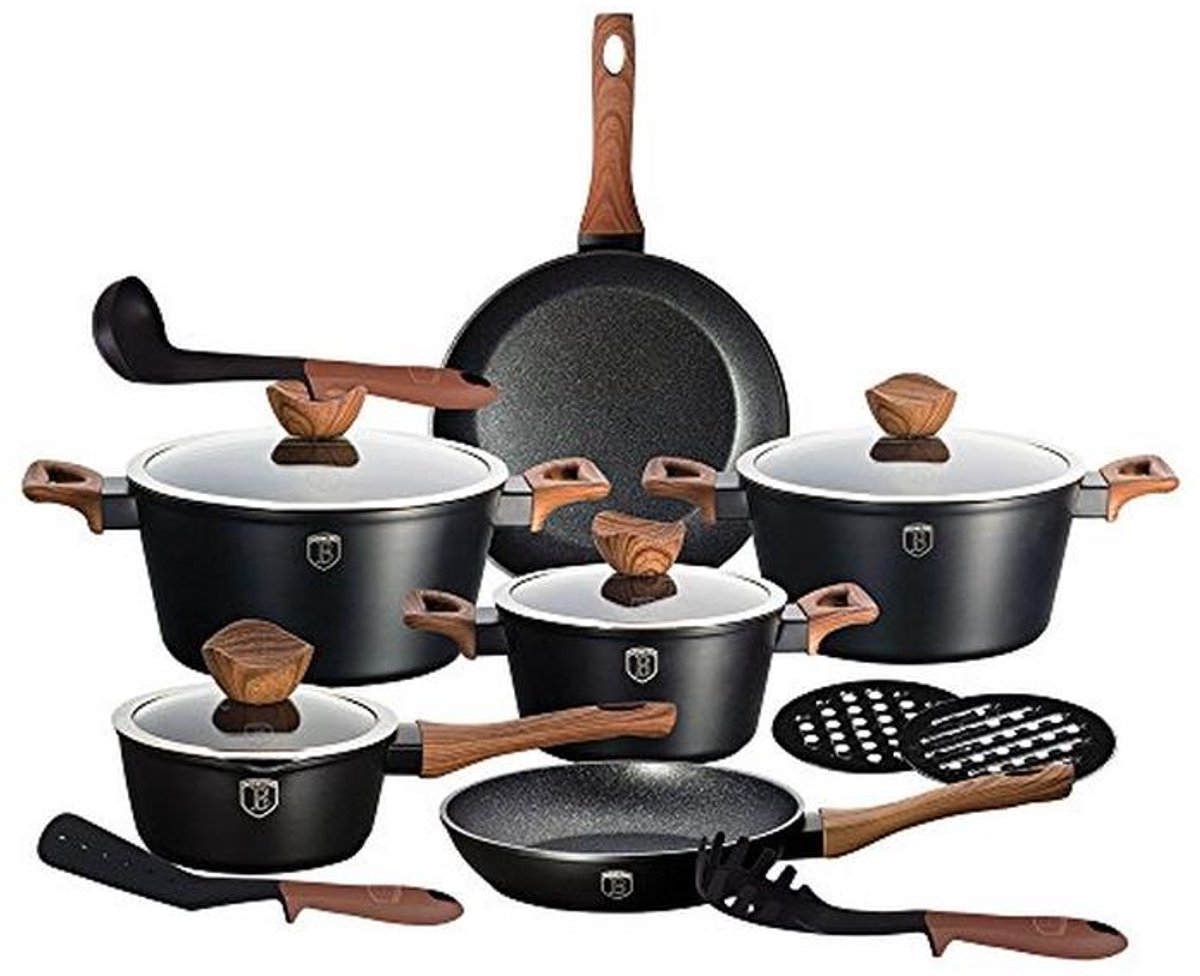 15-delig Pannenset Tafelgerei Graniet Forest Line Rosewood