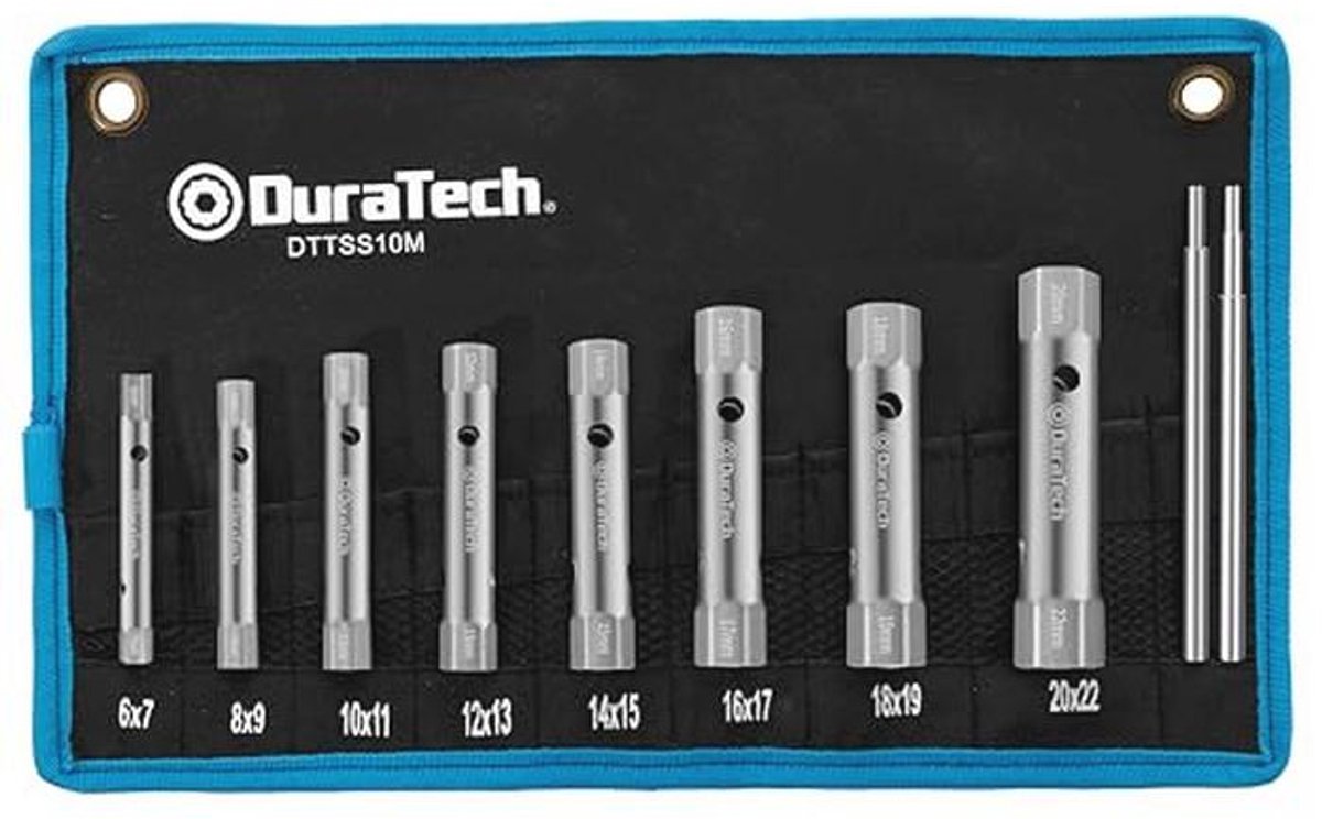 10-delige buissleutelset met 2 stangen - Metrisch 6-22 mm voor sanitair en voertuigreparaties