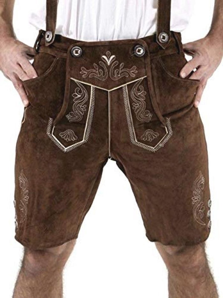 Authentieke Lederhosen voor Oktoberfest - Korte Choc Bruine Beierse Stijl