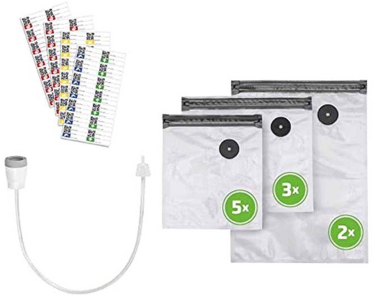 Vacuümadapterset met ZIP-zakken en accessoires voor vers voedsel