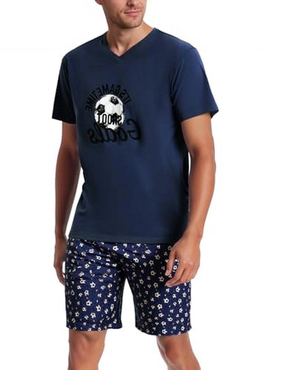Korte Pyjama Set voor Heren - Katoen, Voetbal Design, Zomer Nachtkleding S-3XL