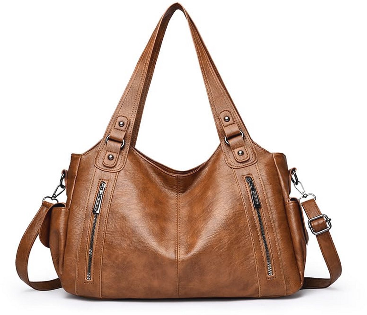Vintage Dames Handtas - Grote Schoudertas voor Stedelijk Gebruik - PU-Leer - Perfect voor Reizen
