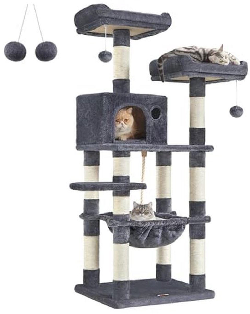 Katten Krabpaal met Cosy Platforms 143 cm - Smoke Grey