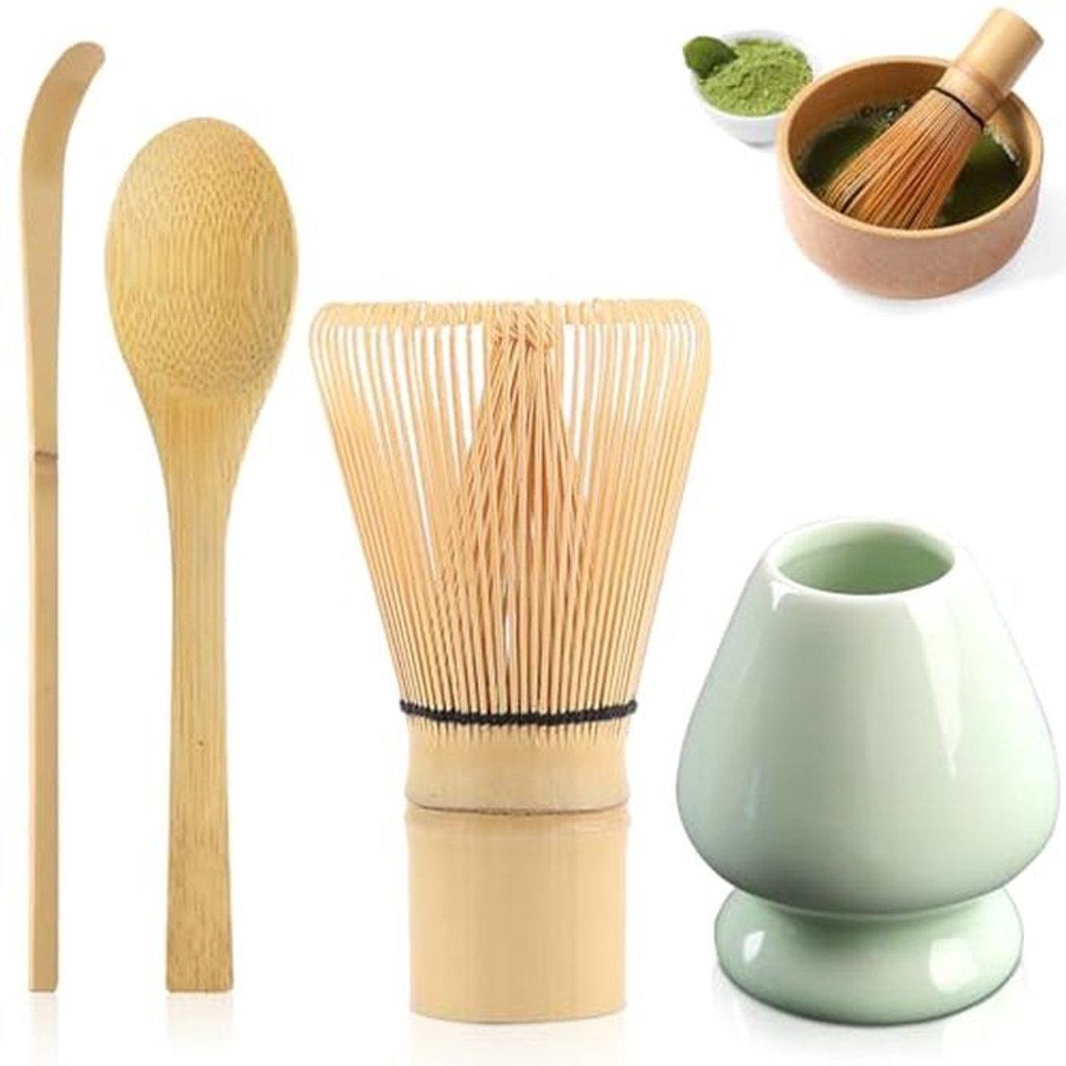 4-delige Japanse Matcha-set met Bamboe Gereedschap voor Perfecte Matcha Bereiding