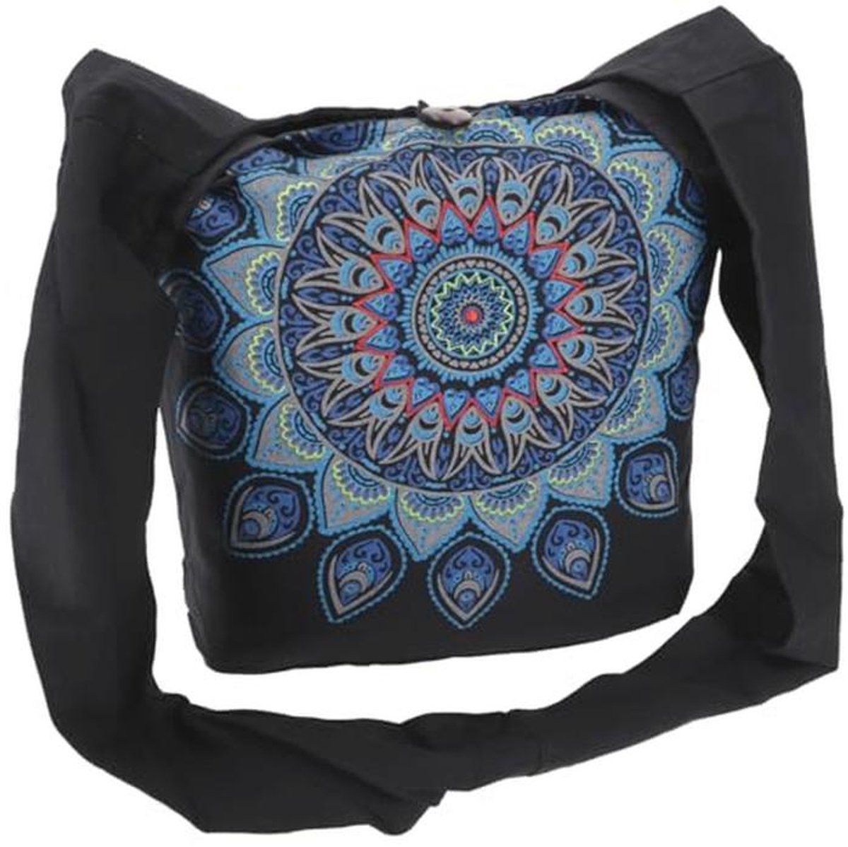 Geborduurde Boho-tas met Mandala | Alternatieve Schoudertas in Zwart/Turquoise