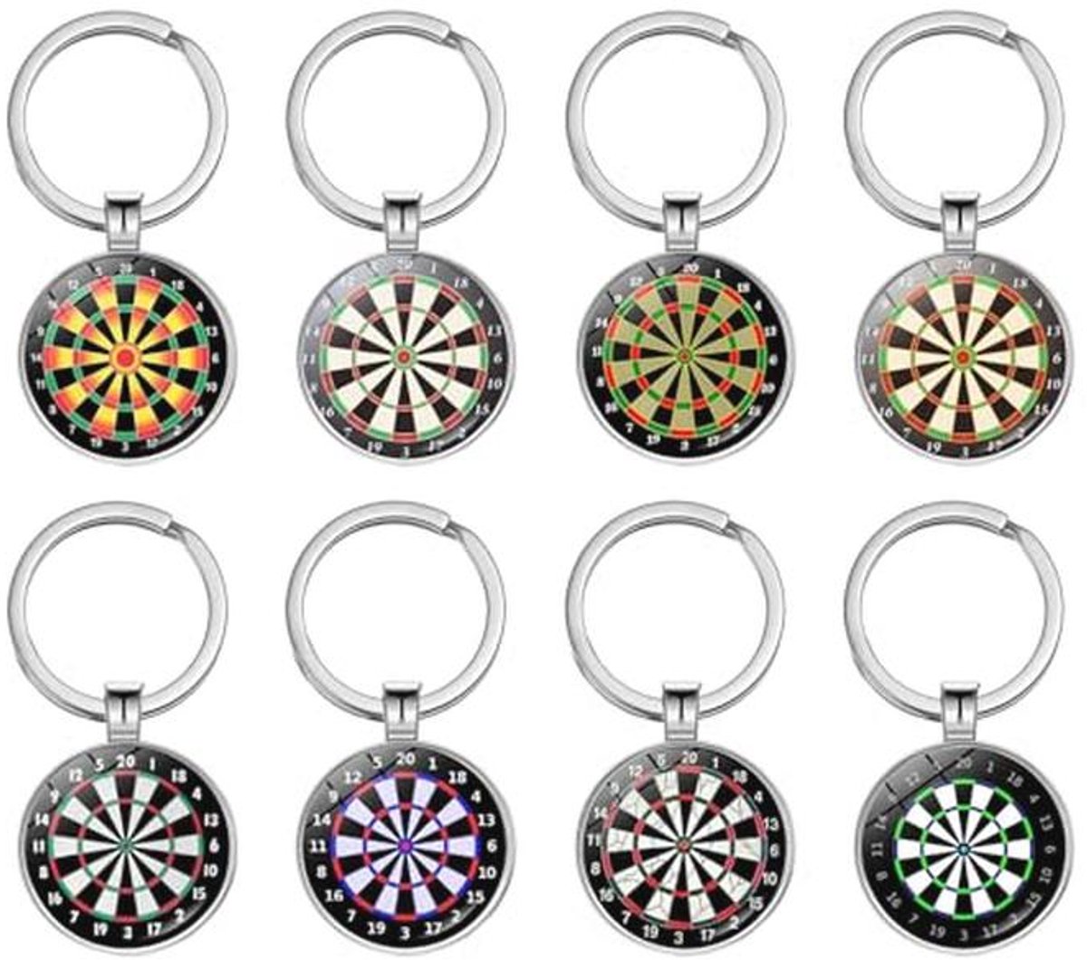 8 Stuks Dartbord Sleutelhangers - Dartdecoratie en Cadeaus voor Dartliefhebbers - Zwart - 6 x 2,5 cm
