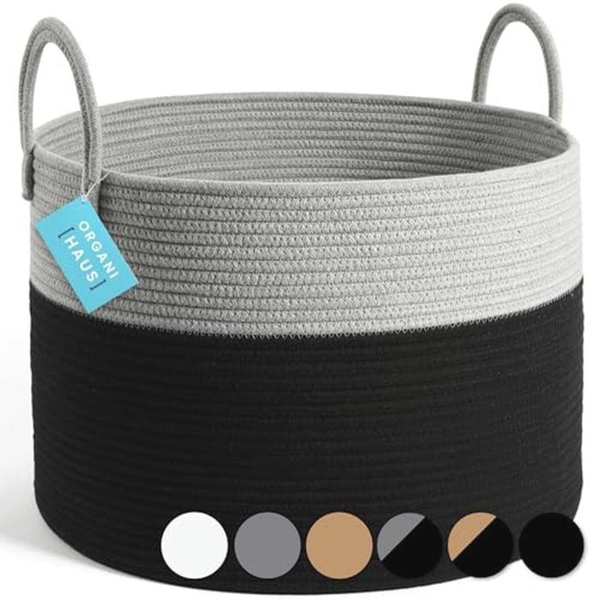 Grote Woven Wasmand, Opbergmand van Katoen voor Speelgoed en Kleding - 50x33cm