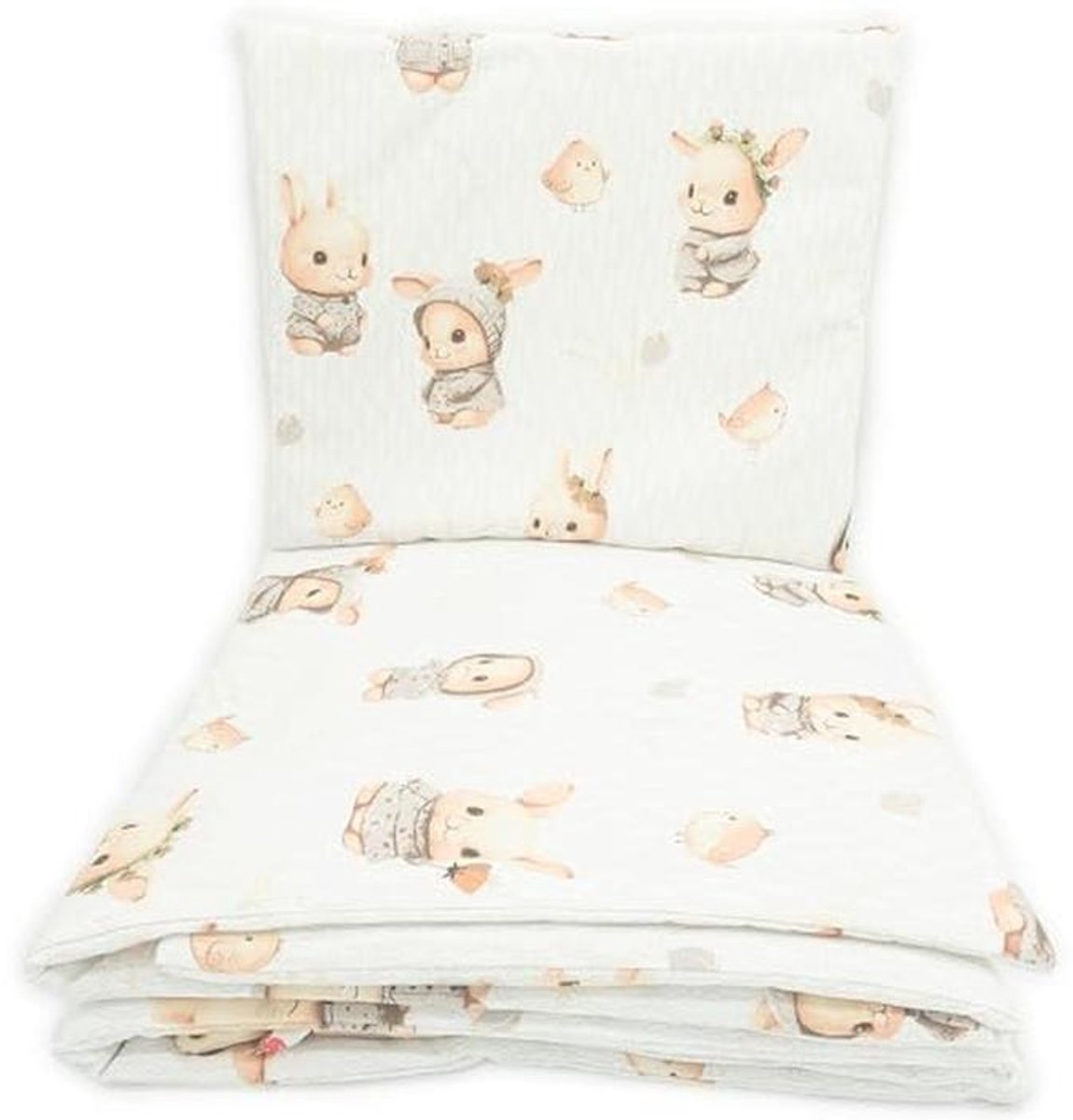Comfortabele Baby Beddengoed Set Beige Konijn - Dekbedovertrek 90 x 120 cm + Kussensloop 40 x 60 cm