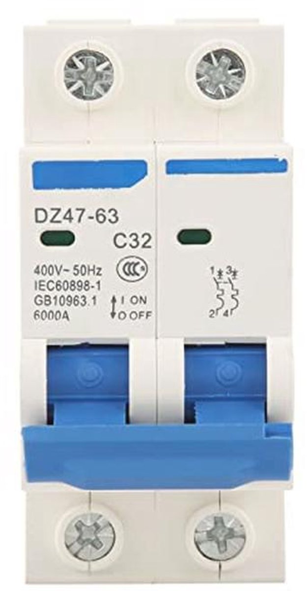 Aardlekschakelaar 2Pool 32A Miniatuur Stroomonderbreker Laagspanning Lekkage Bescherming 220 / 380V