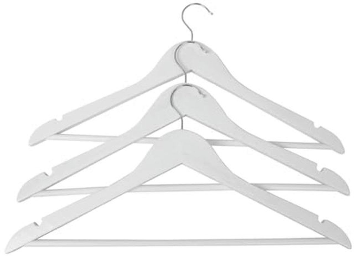 Kleerhanger met broekbrug en gleuf - 43 cm - Wit - Scandinavisch Design voor Kleding