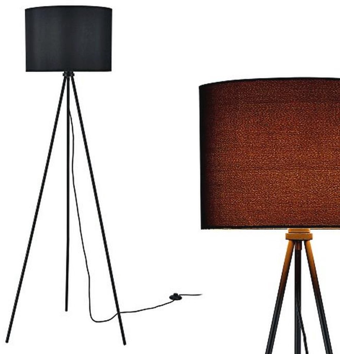 Moderne staande lamp 150 cm met drie poten E27 zwart