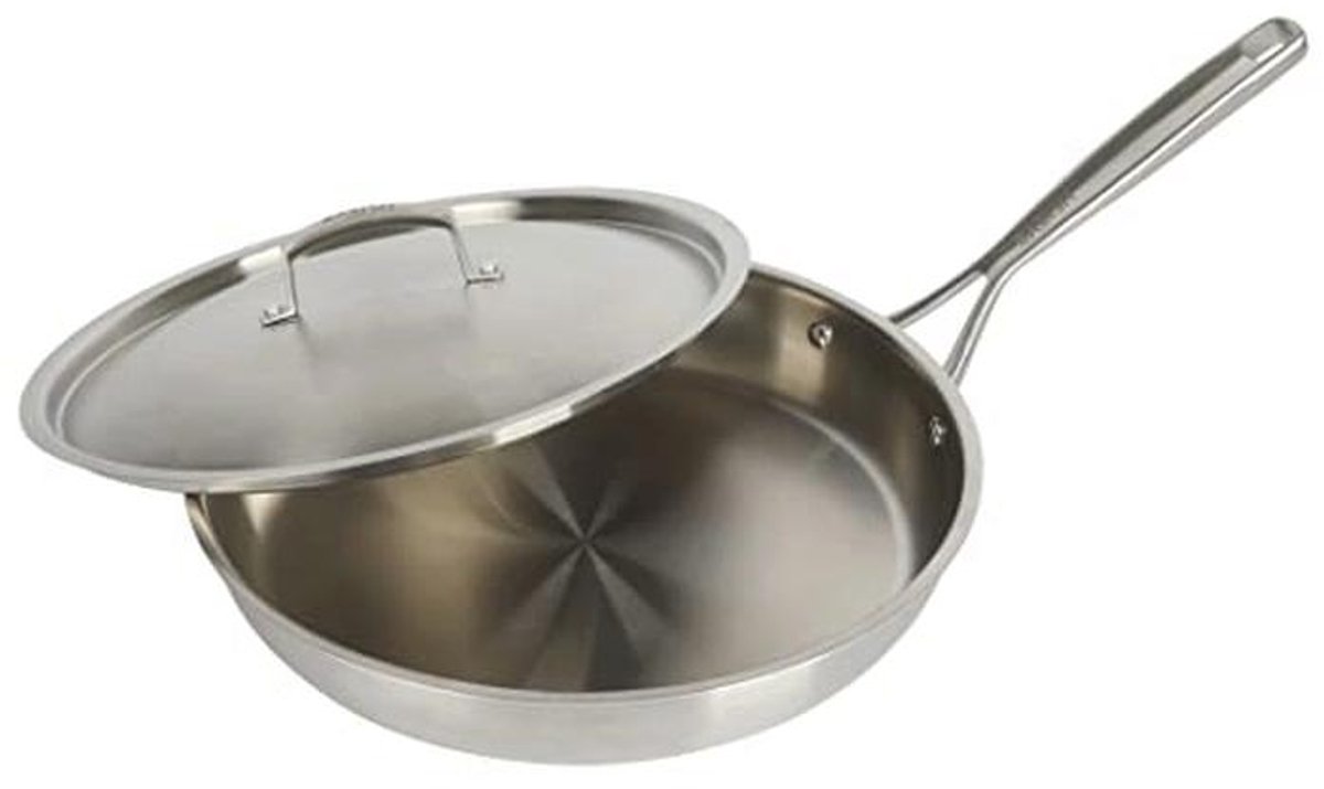 12 Inch RVS Triply Professionele Grade Koekenpan met Deksel