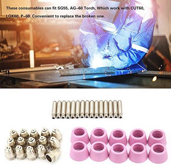 Plasma Cutter Nozzles en Accessoires Set - 40 Stuks voor Snijbranders AG60 SG55 — afbeelding 2