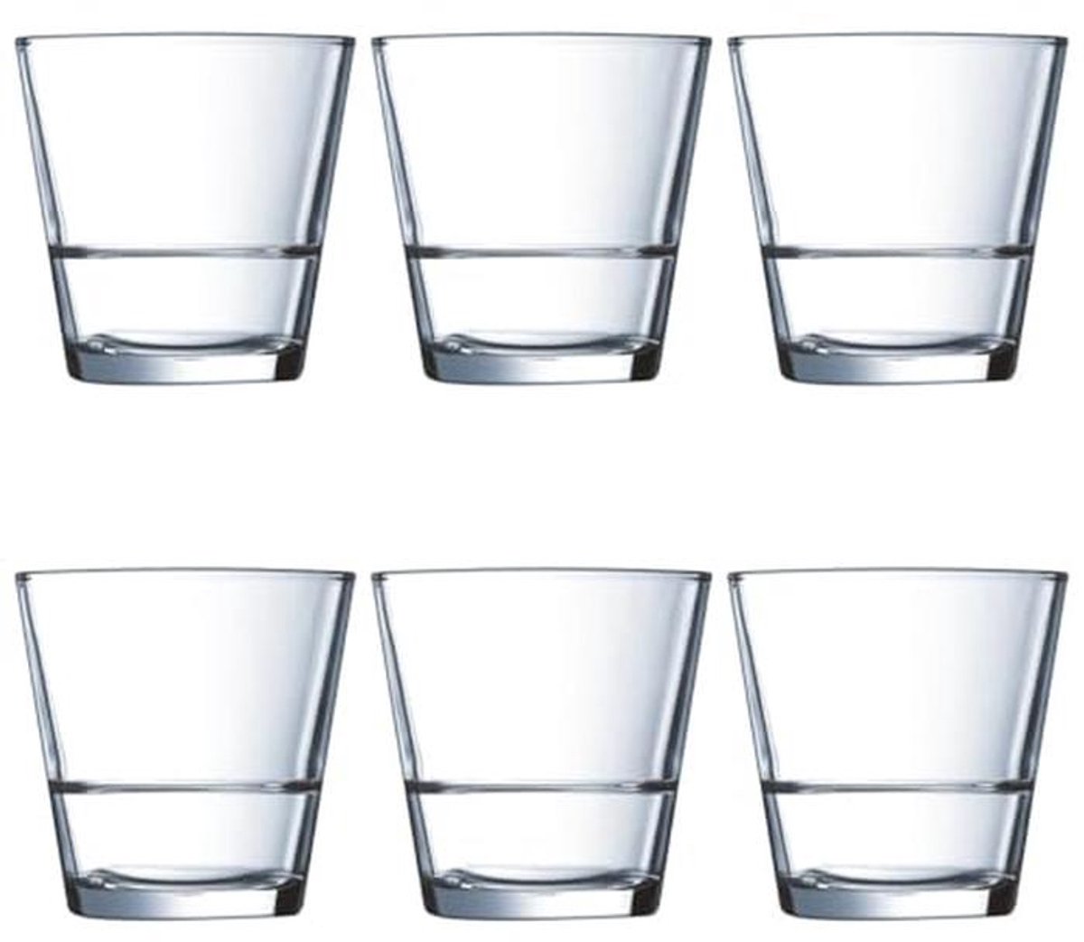 Stack Up Whiskyglazen Set van 6 - 210 ml, Transparant Glas