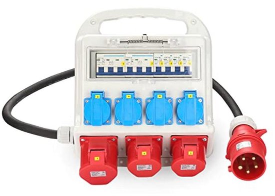 Bouwstroomverdeler 4 x 230 V + 2 x 16 A 400 V CEE + 1 x 32 A 400 V CEE