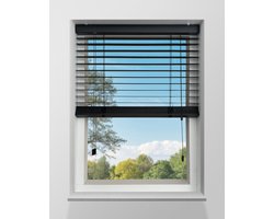 Houten Jaloezie - 50mm - Zwart - 260x180cm - Ladderkoord