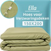Hoes voor de verzwaringsdeken van Ella 150 x 200 CM - 7 KG & 9 KG - Overtrek Hoes van 100% biologisch katoen - Licht Olijf Groen