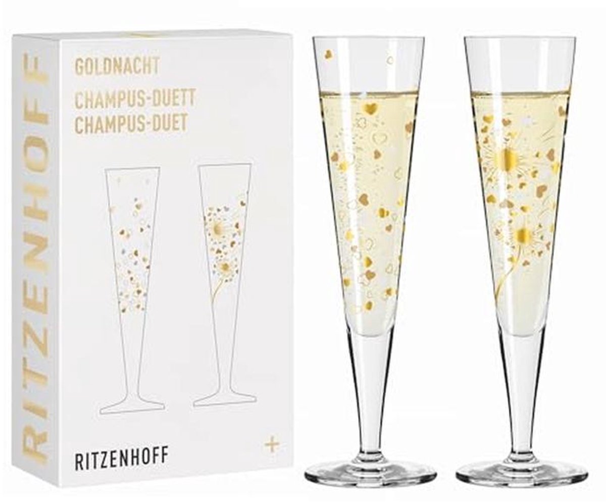 Elegante champagneglazen met echt goud - Set van 2 voor luxe gelegenheden