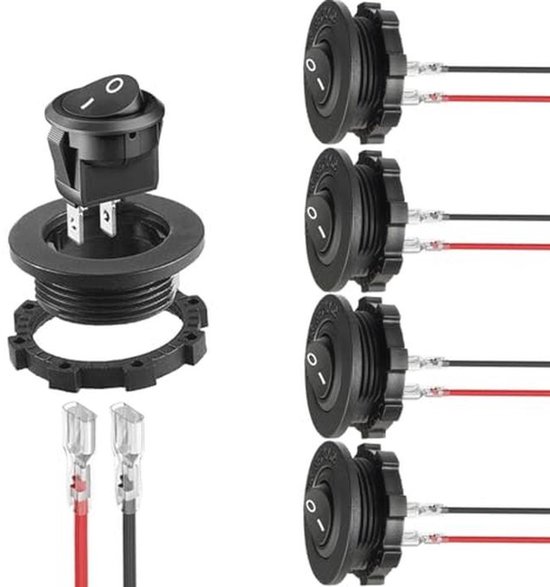 Heschen ON-OFF SPST tuimelschakelaar, 3 klemmen, rood, 16 A, 250 VAC, 5 stuks