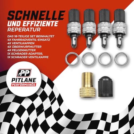 Fietsventiel Reparatieset - 20-delig met Reserveventielen, Afdichtingen en Presta/Schrader Adapter — afbeelding 5