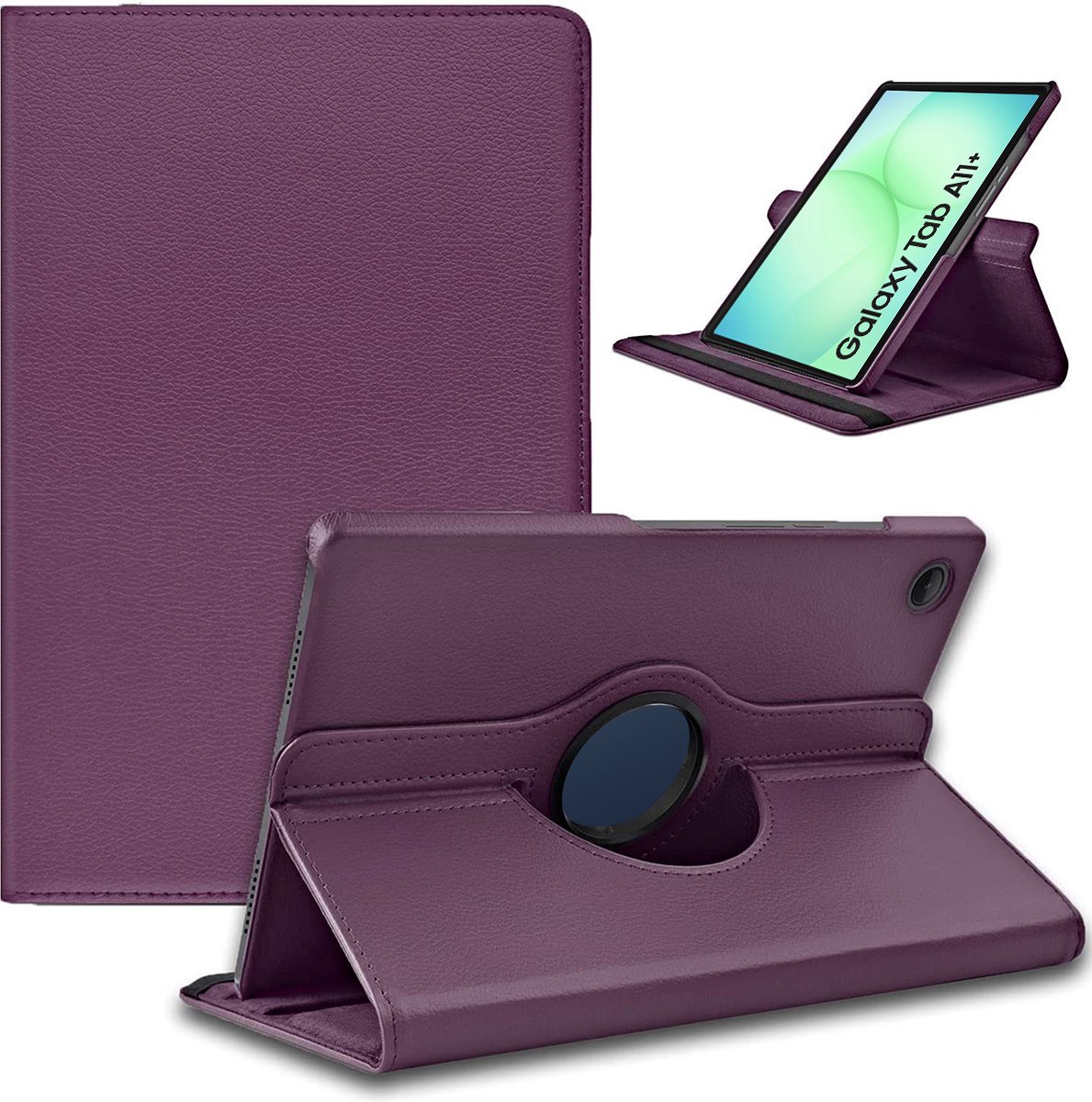 Arara Hoes Geschikt voor Samsung Galaxy Tab A11 Plus - 360° draaibaar - tablethoes - Paars